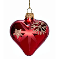 Herz Rot Mit Goldenen Sternen Und Flocken