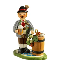 Holzknoddl "Bayer Mit Bierfass", Rauchermannchen