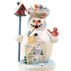 Holzknoddl Schneemann "Vogelgezwitscher", Rauchermannchen