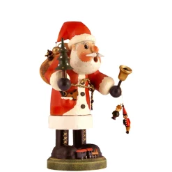 Holzknoddl "Weihnachtsmann Mit Glocke", Rauchermannchen