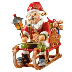Holzknoddl "Weihnachtsmann Auf Schlitten", Rauchermann