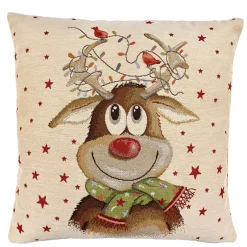 Kissenhulle "Lustiges Rentier Mit Lichterkette"
