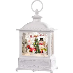 Led Schneelaterne "Schneemannfamilie", 25 Cm