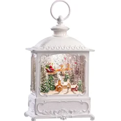 Led Schneelaterne "Weihnachtsmanns Reise", 25 Cm