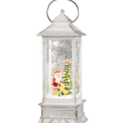 Led Schneelaterne "Weihnachtsmann Mit Hund", 27,5Cm