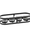 Metall Teelichthalter Oval, Scharz