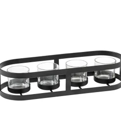 Metall Teelichthalter Oval, Scharz