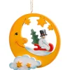 Mond Mit Schneemann Auf Schlitten