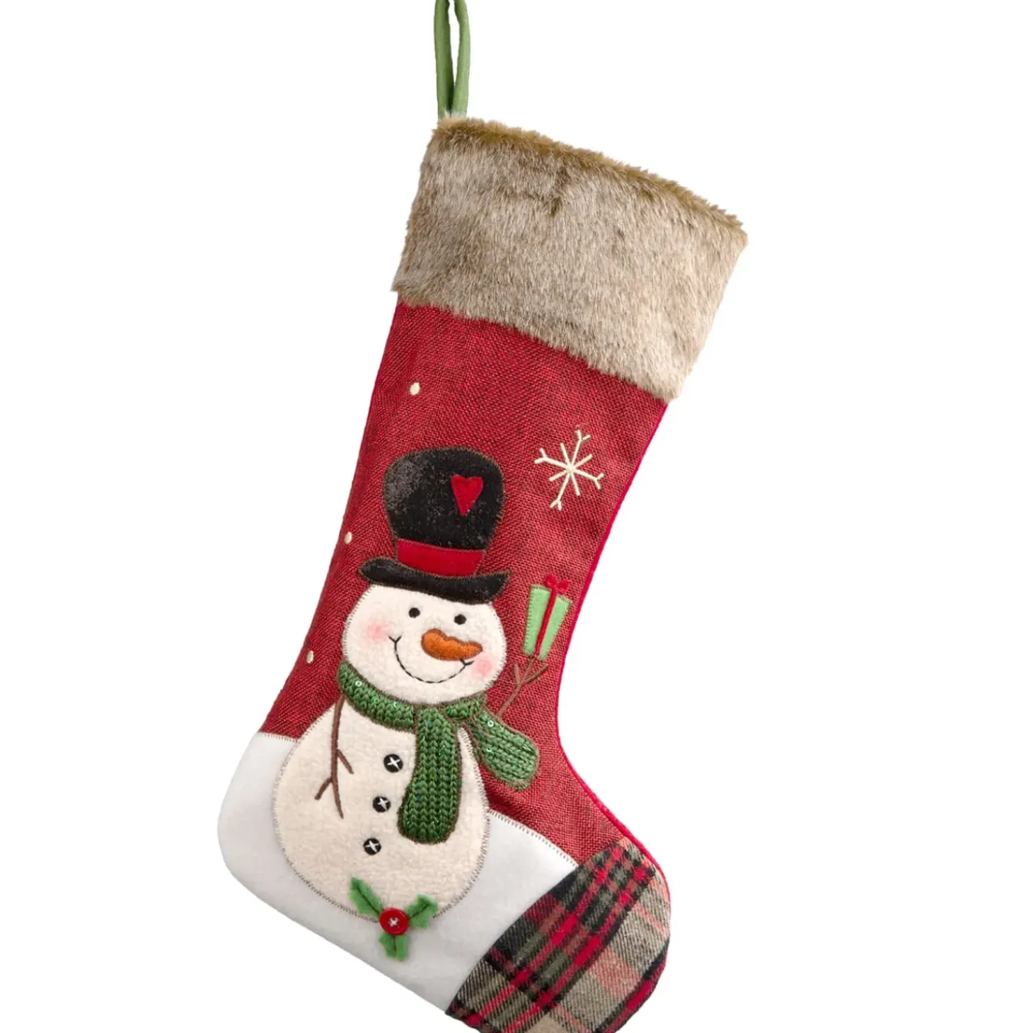 Nikolausstrumpf Mit Schneemann, Rot