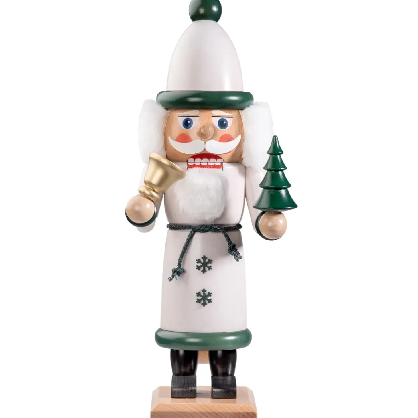 Nussknacker "Weihnachtsmann", Grun/Weis Lasiert, 37 Cm