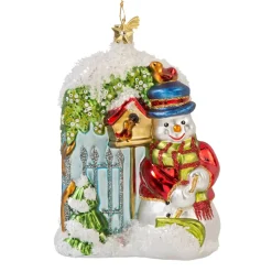 Schneemann Am Gartentor