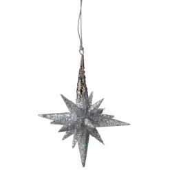 Stern Mit Glimmer, Silber, 12 Cm