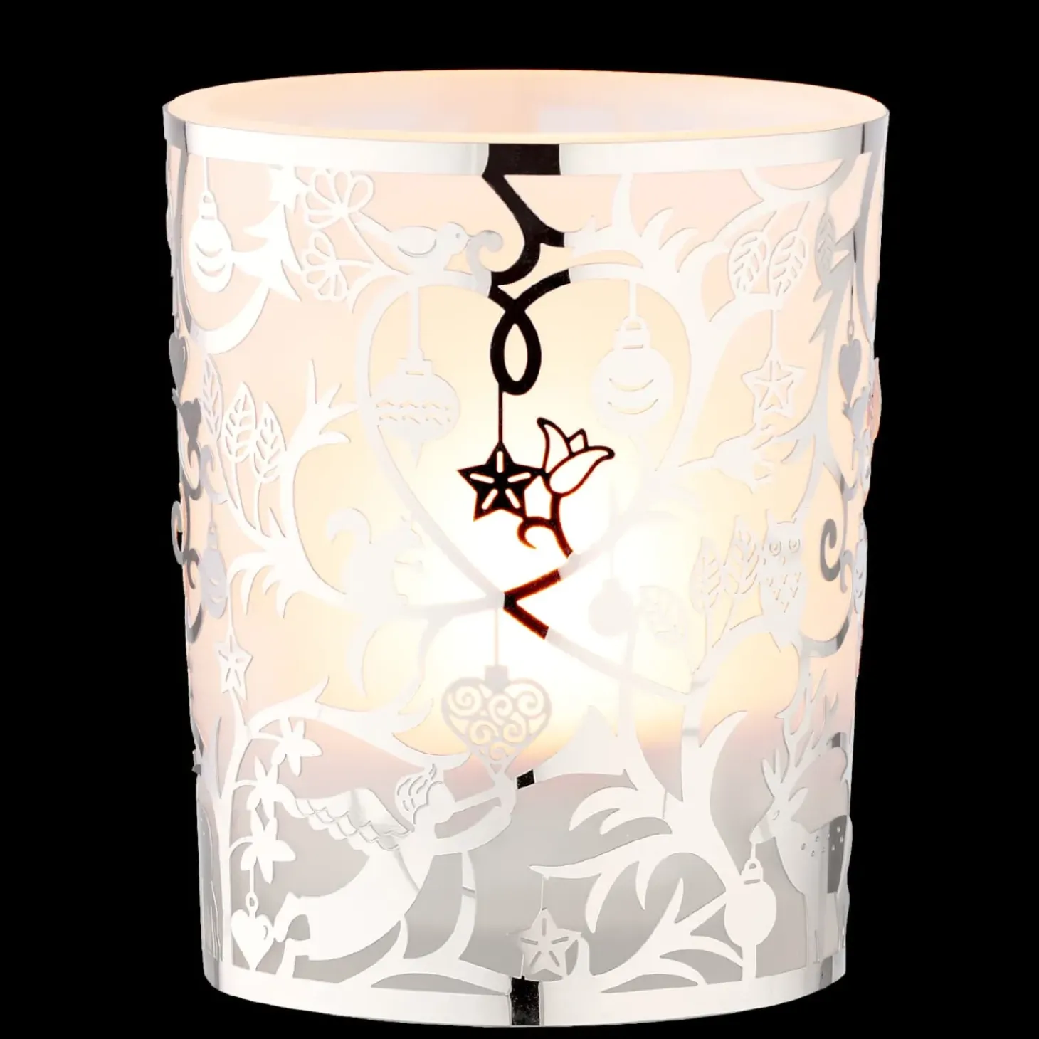 Teelichtglas "Waldweihnacht", Silber