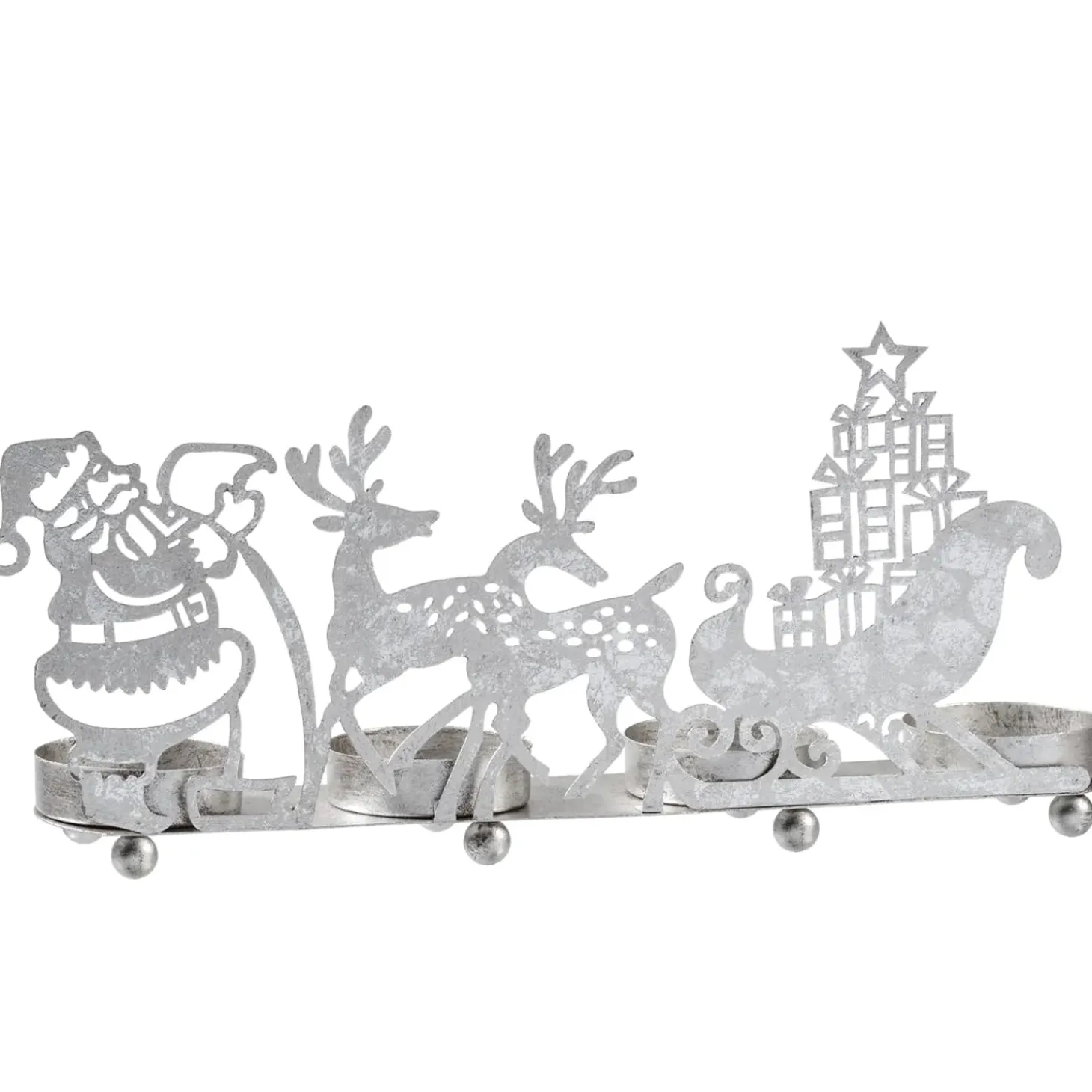 Teelichthalter "Rentierschlitten", Silber