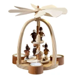 Teelicht-Pyramide "Weihnachtsmann Mit Striezelkinder"