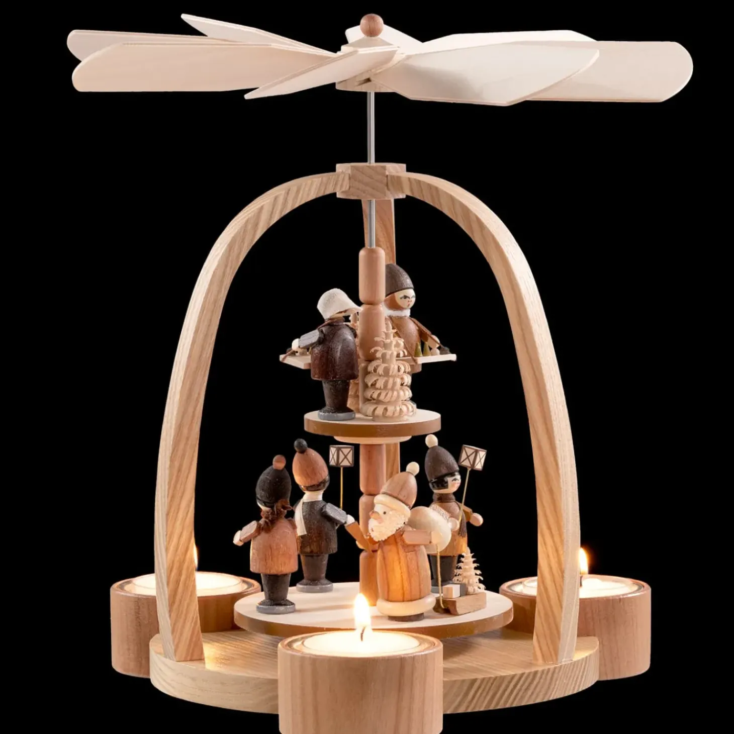 Teelicht-Pyramide "Weihnachtsmann Mit Striezelkinder"