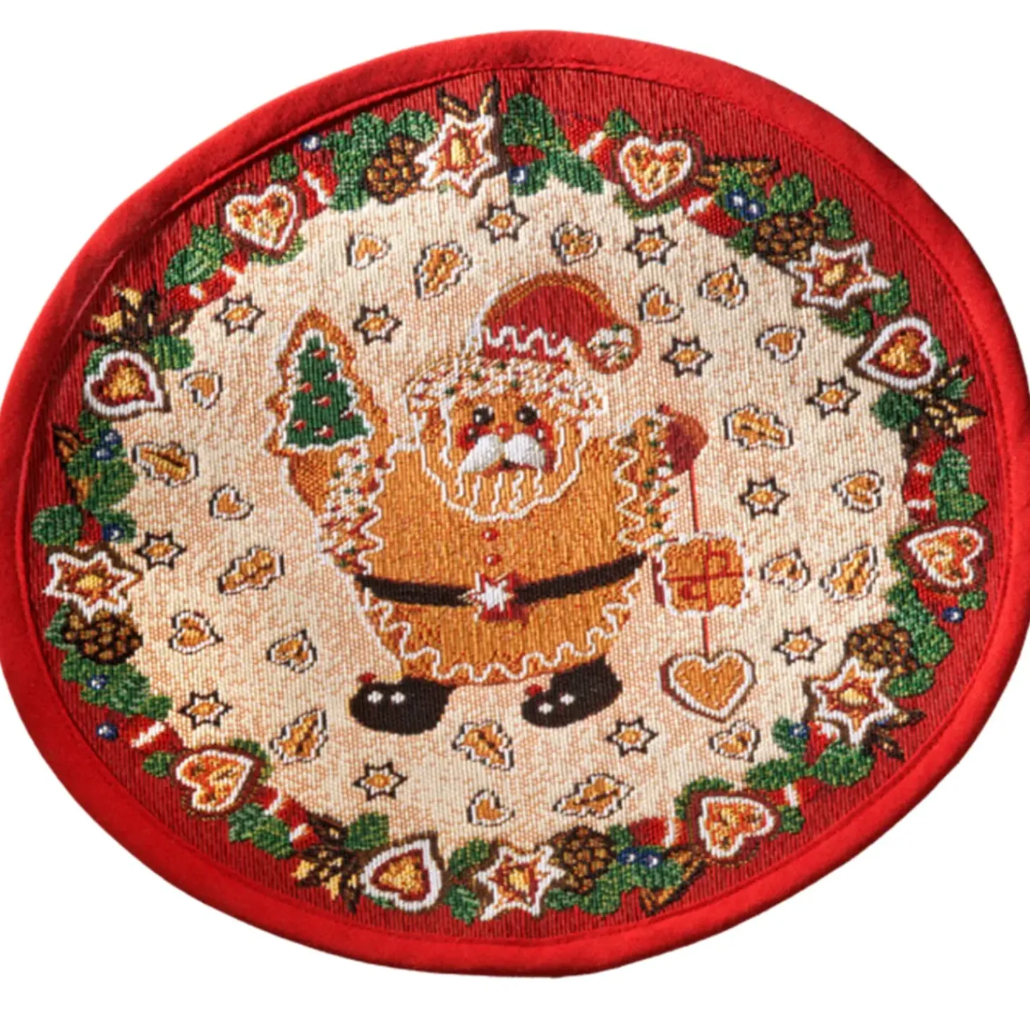 Tischdecke "Lebkuchenzeit Mit Weihnachtsmann" R 32 Cm
