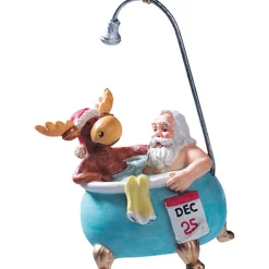 Weihnachtsmann Und Rentier In Badewanne