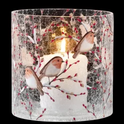 Windlicht "Rotkehlchenfamilie", 15 Cm