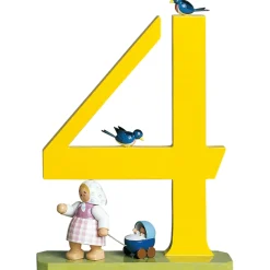 Zahl "4" Madchen Mit Puppenwagen